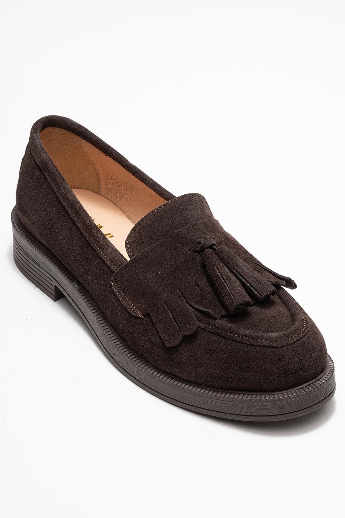 Milly Leather Tassel Loafer, Alternate, color, Brown Suede Leather