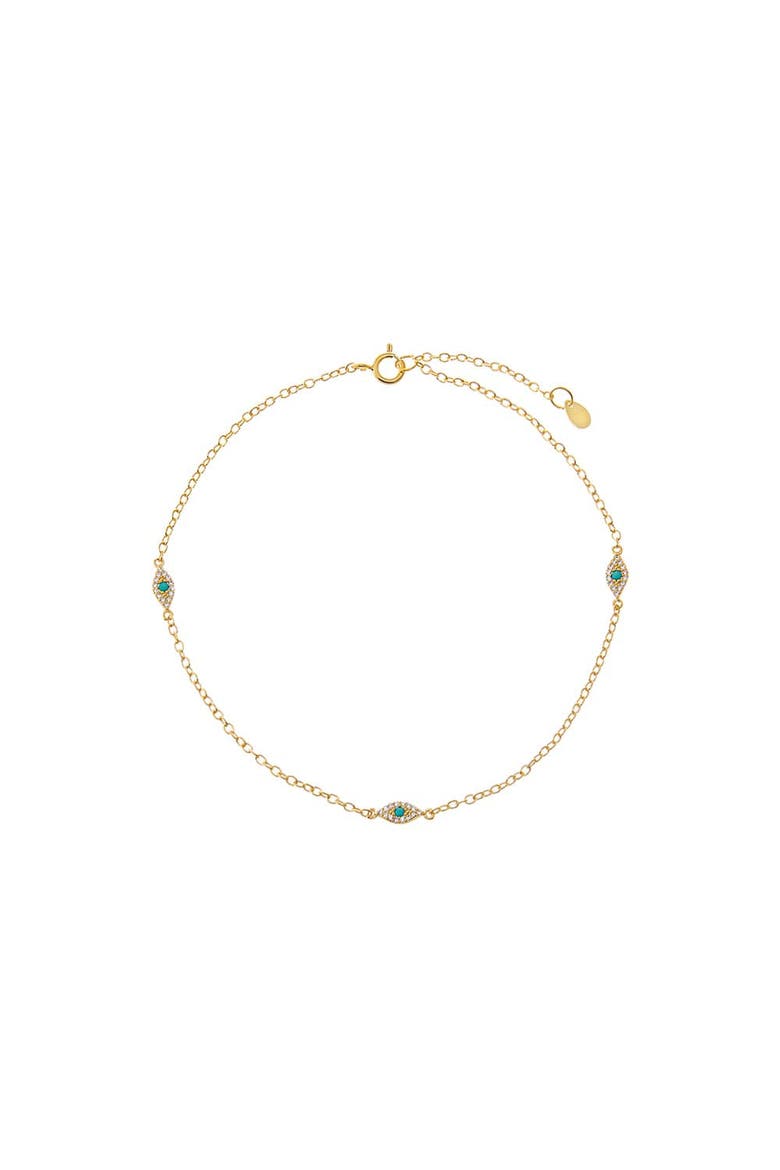 Multi Evil Eye Chain Anklet, Main, color, Turquoise