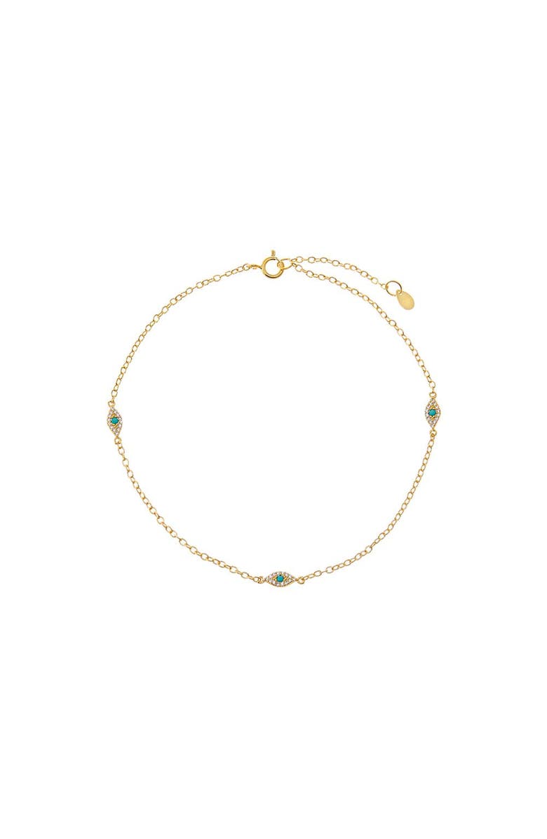 BY ADINA EDEN Multi Evil Eye Chain Anklet, Main, color, Turquoise