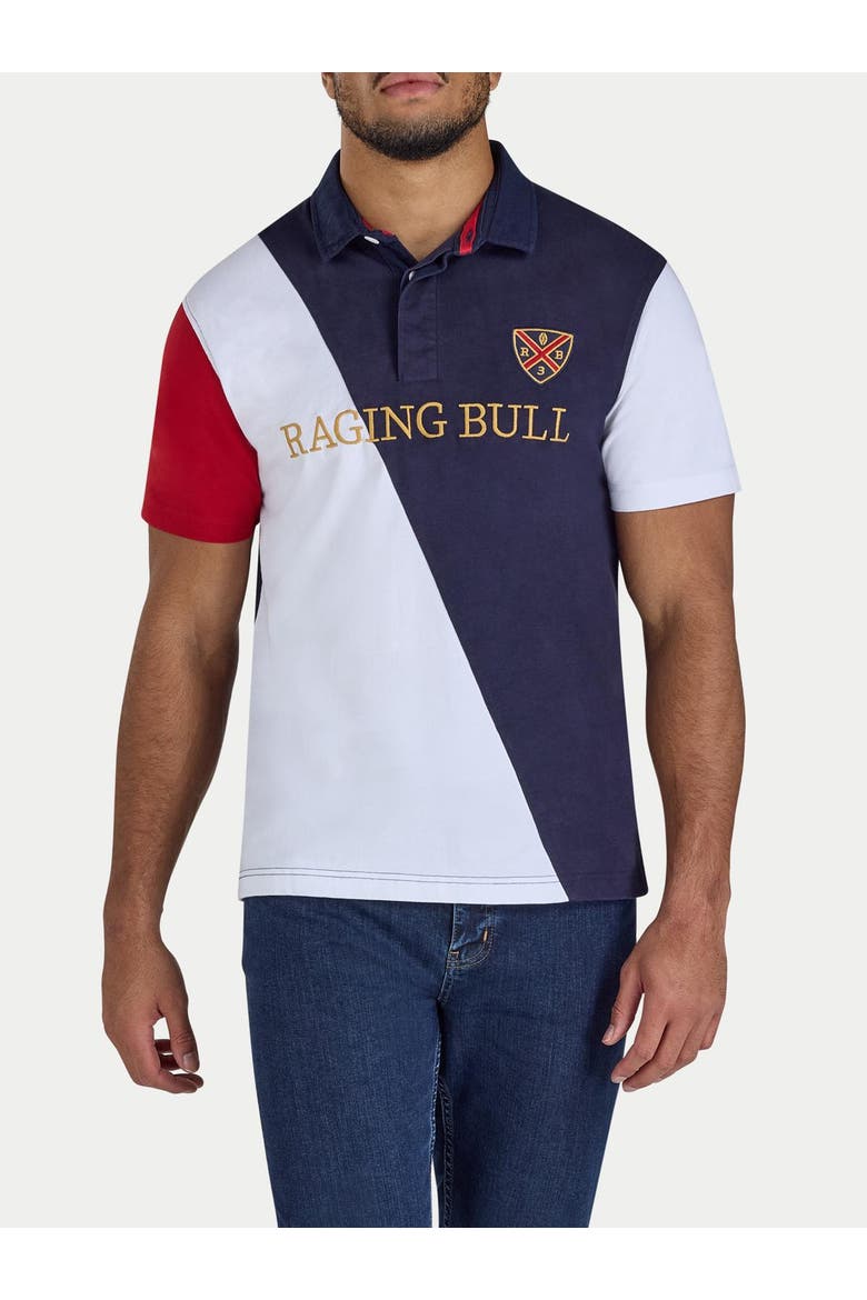 Diagonal Panel Rugby Shirt, Alternate, color, Navy