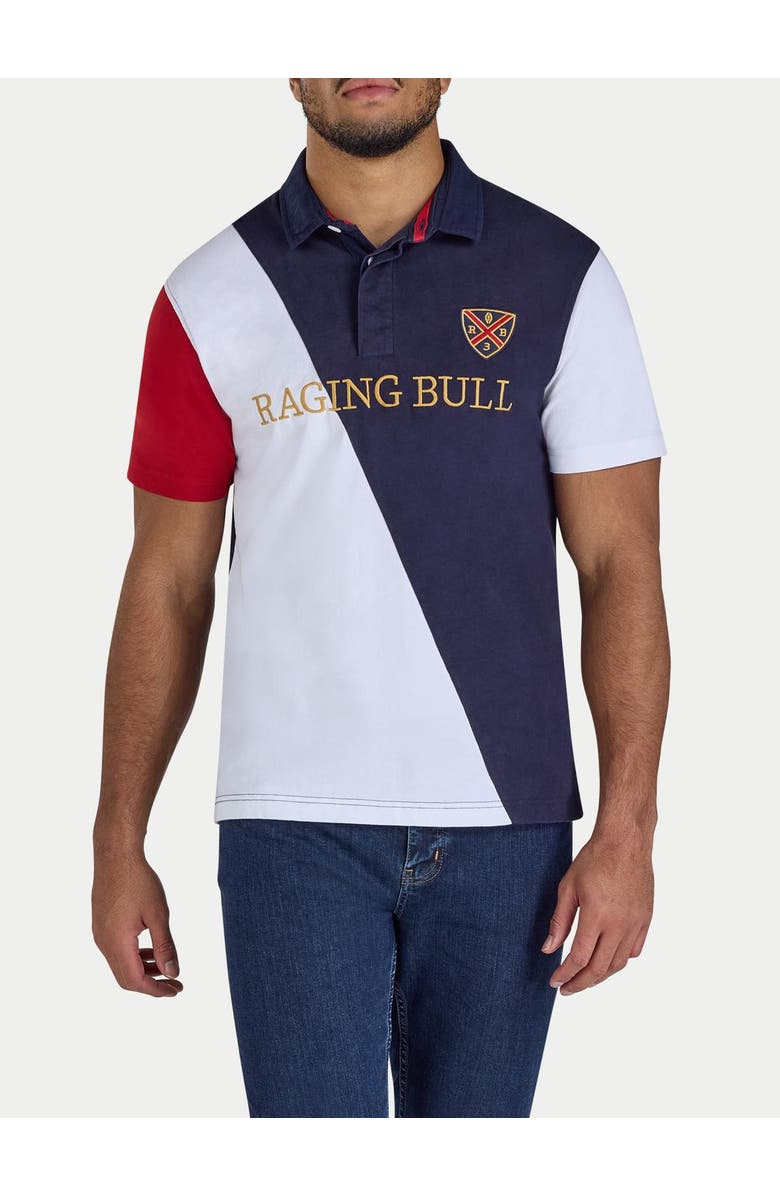 Raging Bull Diagonal Panel Rugby Shirt, Alternate, color, Navy