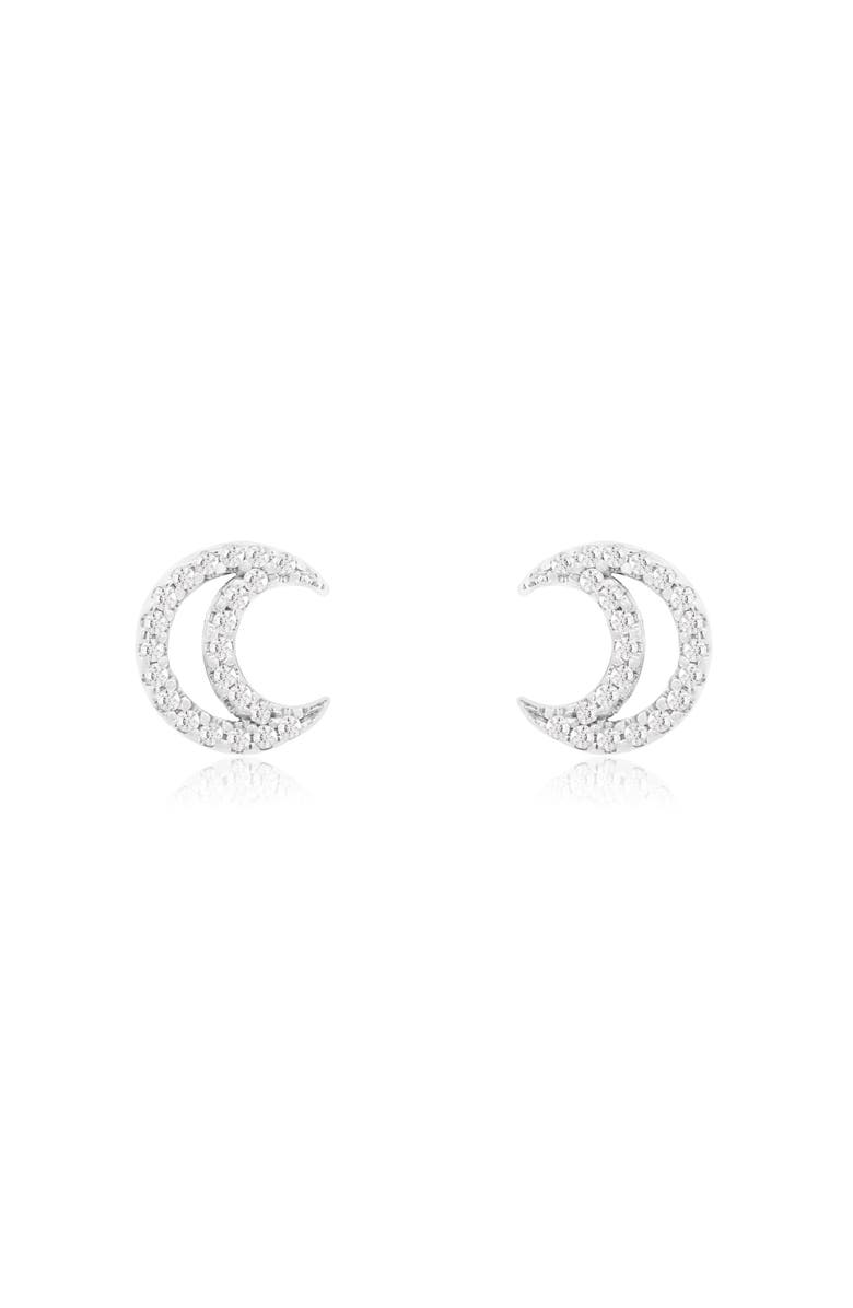 The Lovery Fine Jewelry Diamond Open Moon Stud Earrings, Alternate, color, White Gold