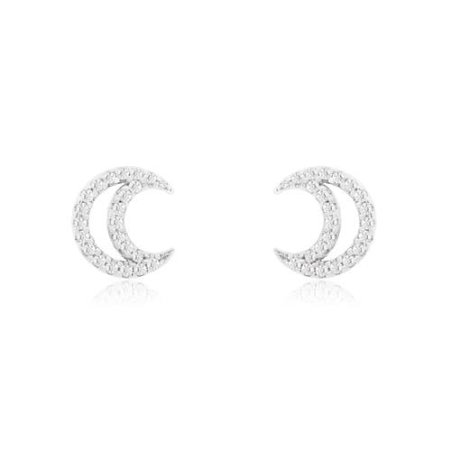 The Lovery Fine Jewelry Diamond Open Moon Stud Earrings In Metallic