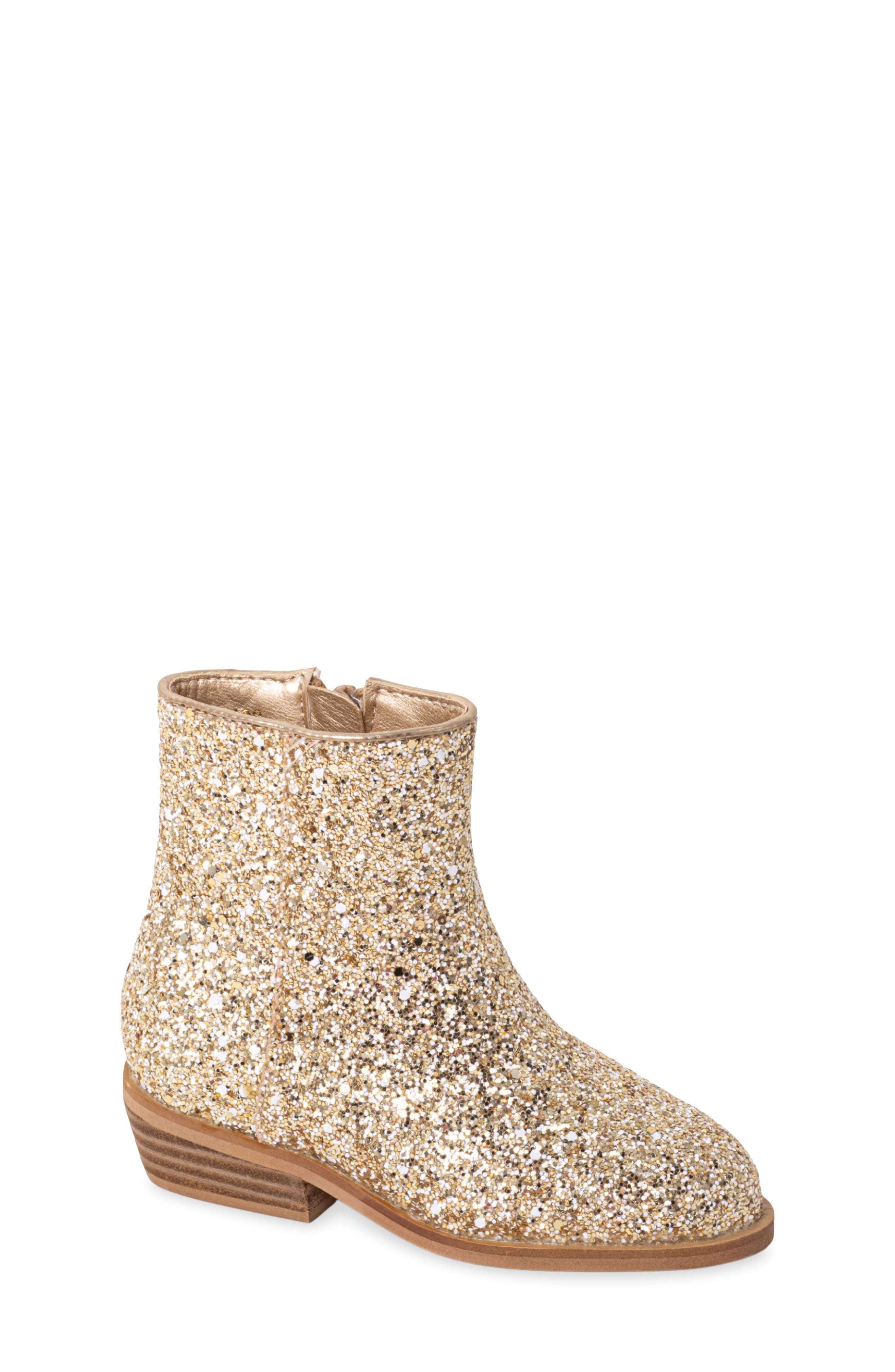 Kids' Glitter Bootie, Main, color, GOLD SPARKLE