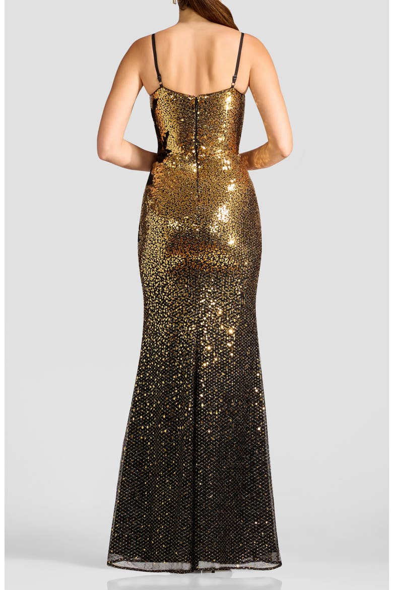 Giovanna Sequin Sleeveless Mermaid Gown, Alternate, color, GOLD MULTI