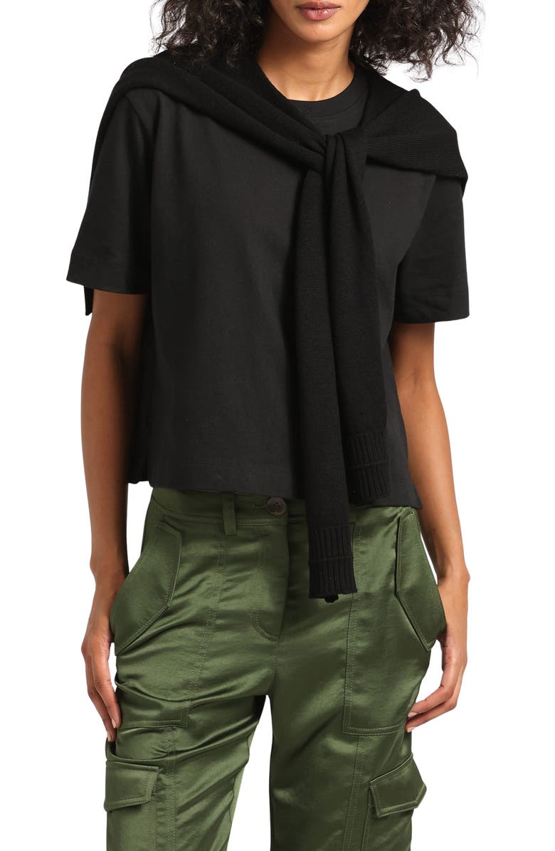 Derek Lam 10 Crosby Wool Blend Shrug, Main, color, Black