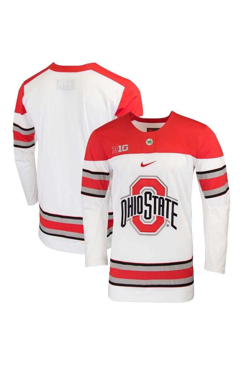 Men's Nike White Ohio State Buckeyes Replica College Hockey Jersey, Main, color, White