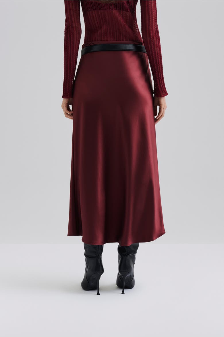 Aubree Satin Midi Skirt, Alternate, color, Wine