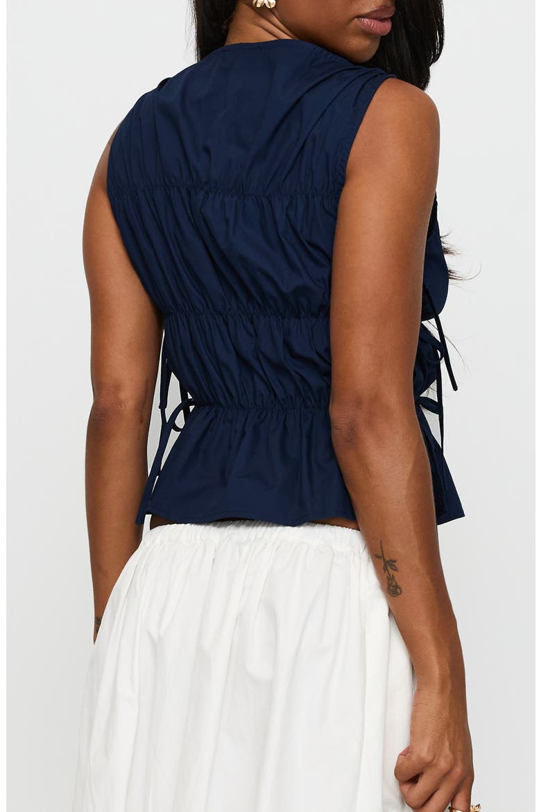 Endless Side Tie Cotton Tank, Alternate, color, NAVY
