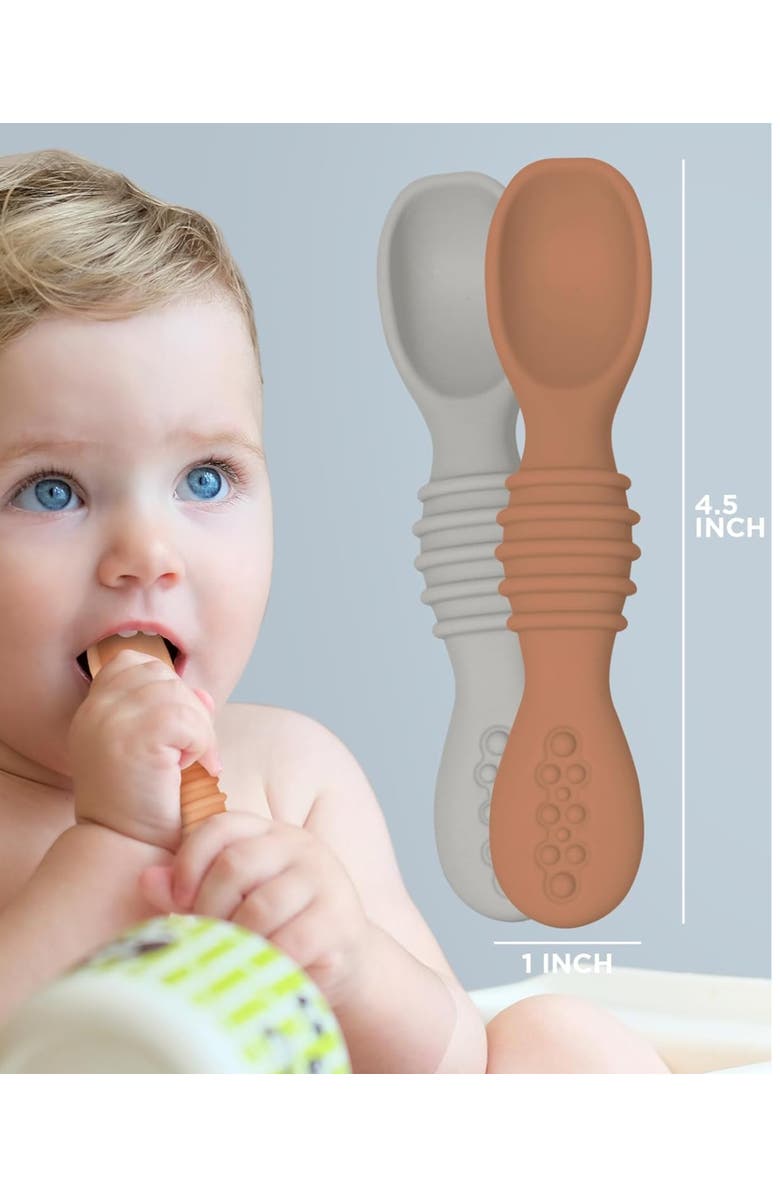Sperric Baby Feeding Spoon Set 4-Piece, Alternate, color, Sunrise / Cool Gray
