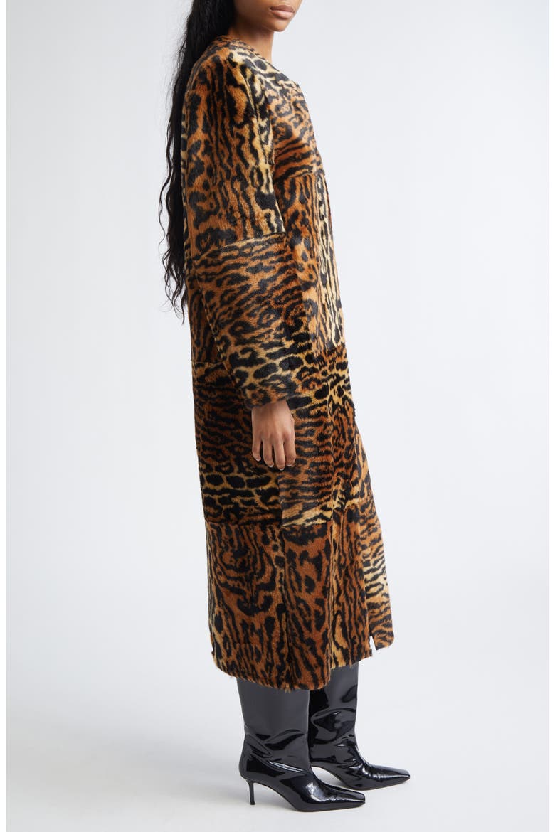 Hilma Faux Fur Long Coat, Alternate, color, NATURAL LEOPARD