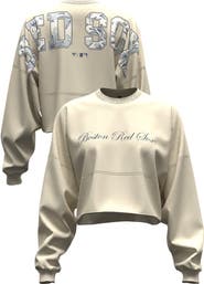 FANATICS Women's Fanatics Light Beige Boston Red Sox Spirit Floral Script Cropped Long-Sleeve T-Shirt
