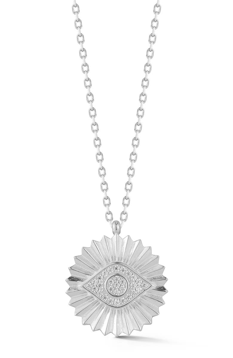 CHLOE AND MADISON Evil Eye Pendant Necklace, Main, color, Silver