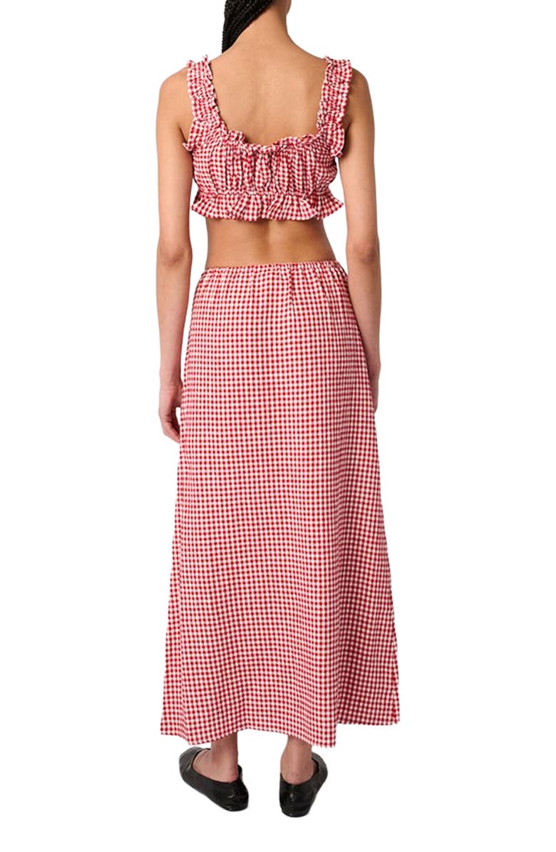 WeWoreWhat Ruffle Button Up Crop Top, Alternate, color, Red Multi