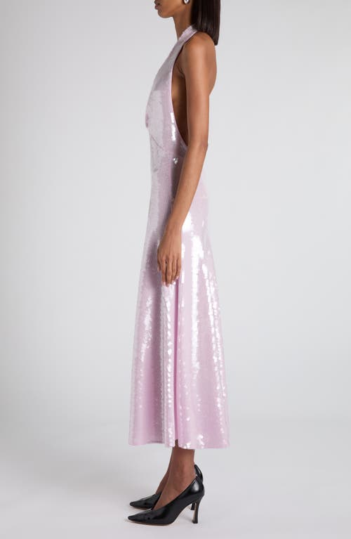 Bottega Veneta Halter Sequin Midi Dress In Pink