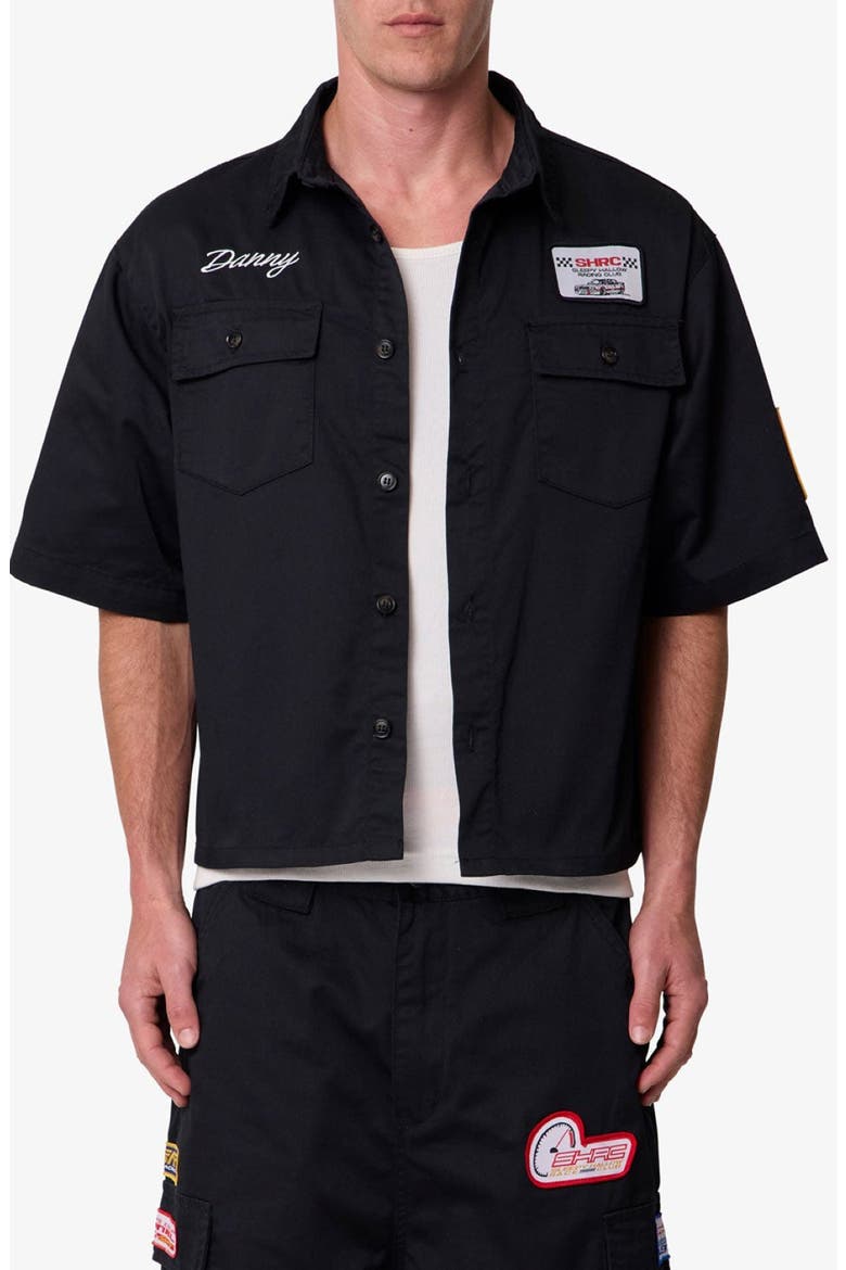 Patch Pocket Cotton Work Shirt, Main, color, BLACK