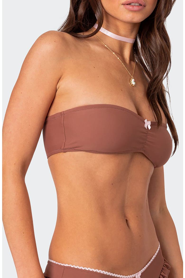Maggie Bandeau Bikini Top, Alternate, color, BROWN