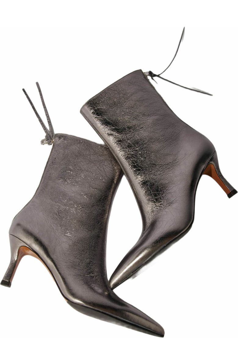 maje Metallic pointed-toe boots, Alternate, color,