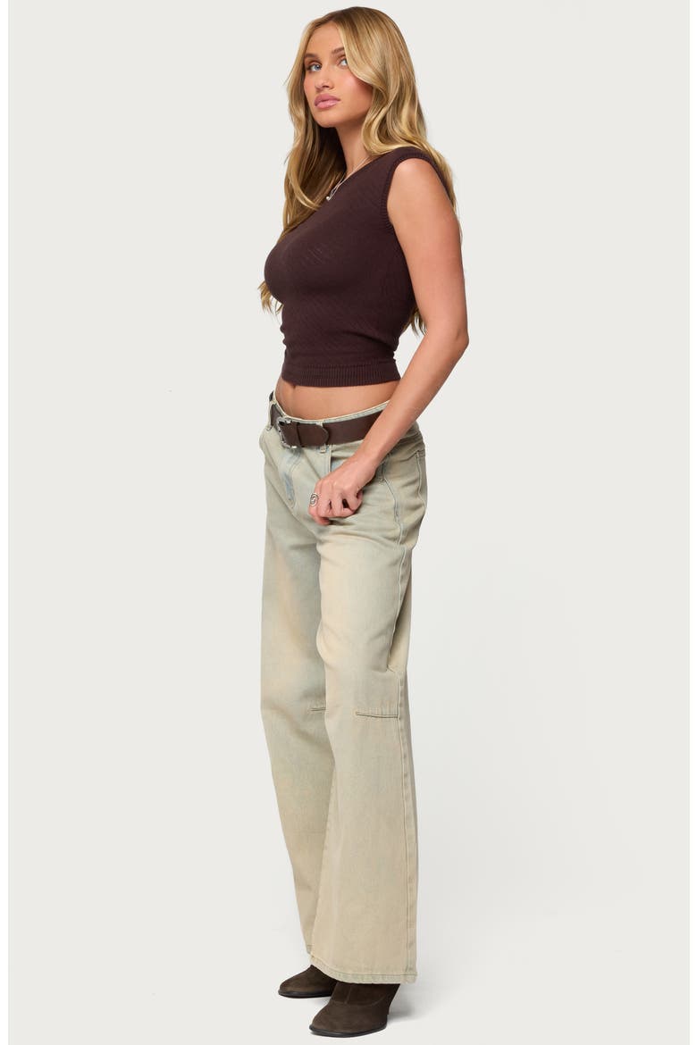 Jarah Pointelle Crop Top, Alternate, color, BROWN