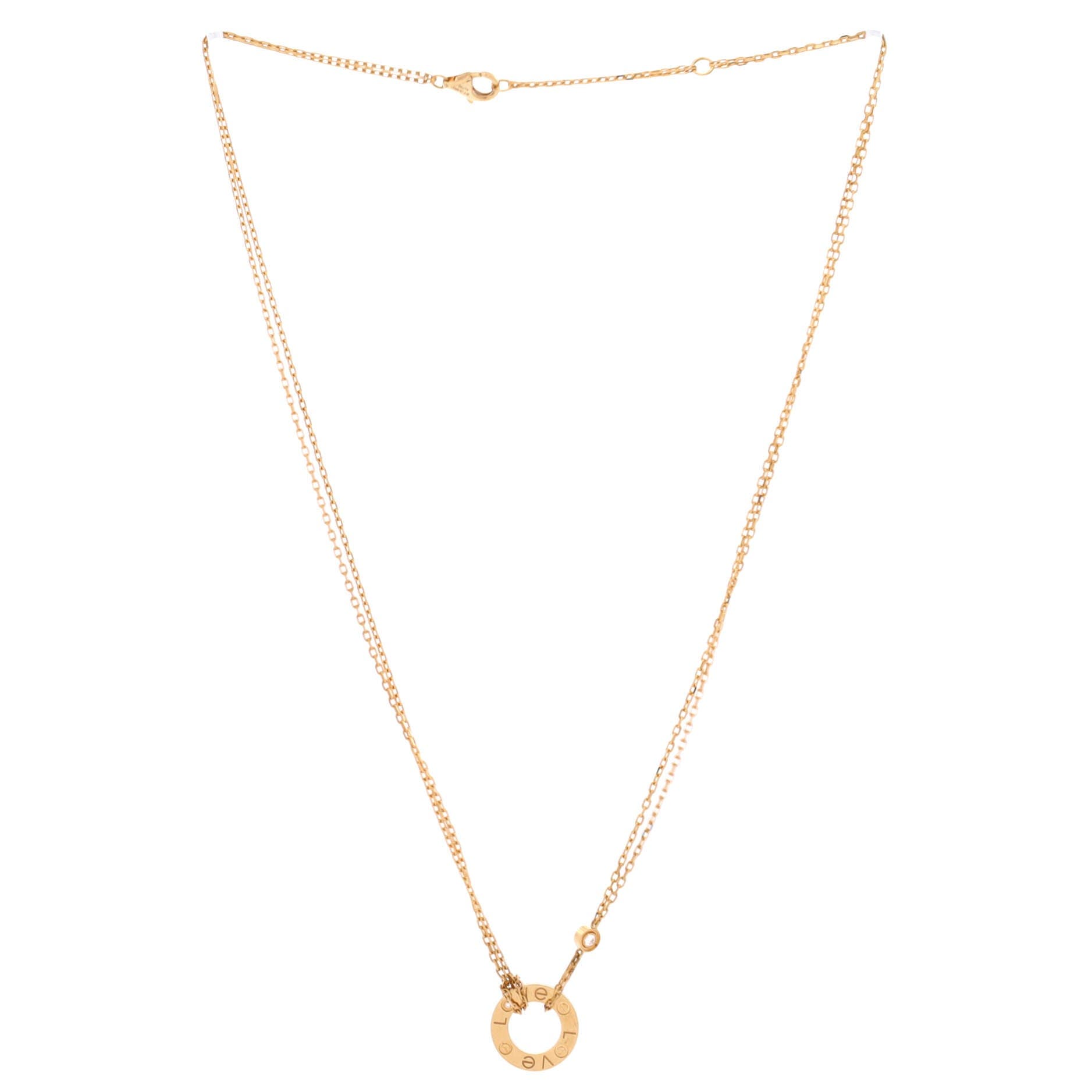 2 Diamonds Love Pendant Necklace 18K Yellow Gold and Diamonds, Alternate, color, Metallic Gold