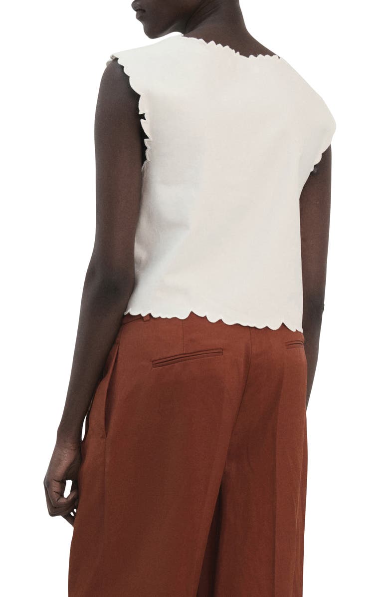 MANGO Floral Embroidered Cotton Blend Top, Alternate, color, Off White