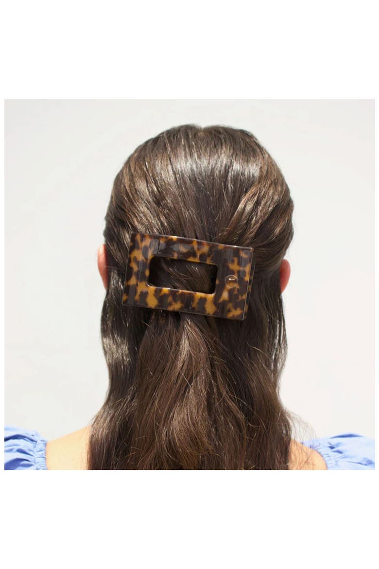 Medium Flat Rectangle Hair Clip, Alternate, color, TORTOISE