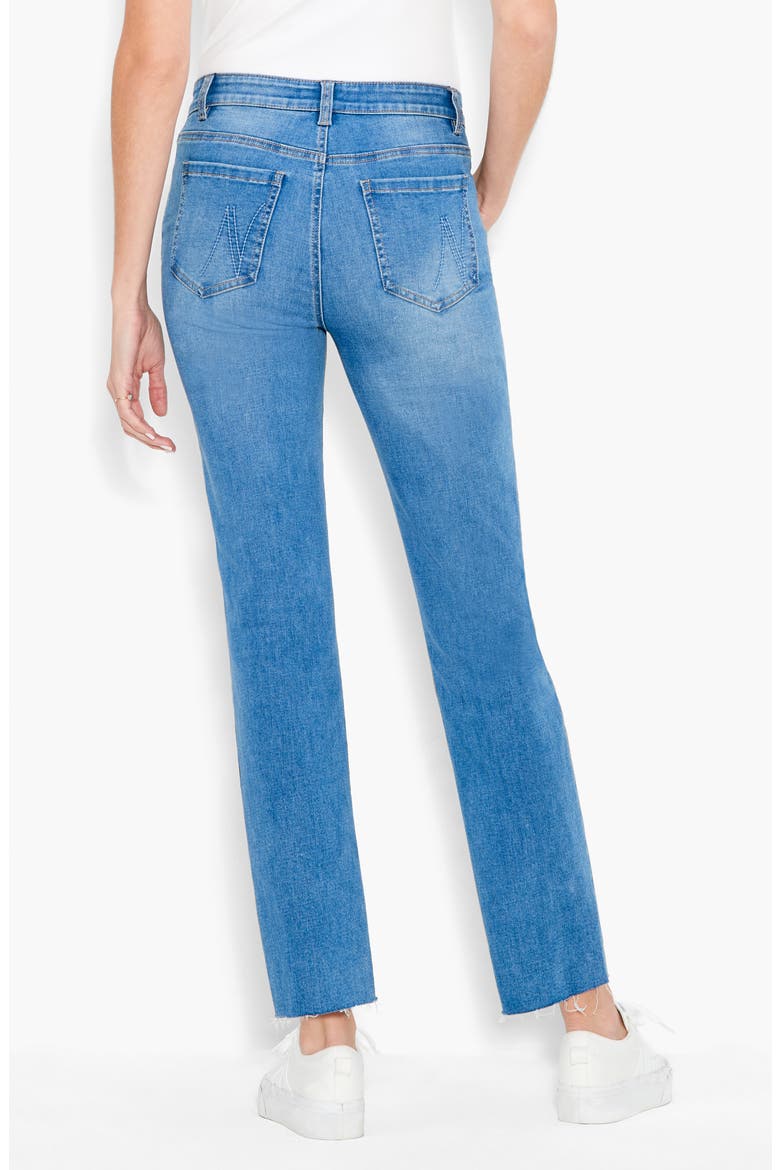High Waist Raw Hem Ankle Straight Leg Jeans, Alternate, color, HORIZON