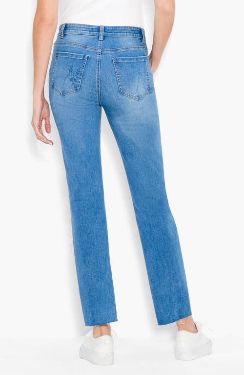 Nic + Zoe High Waist Raw Hem Ankle Straight Leg Jeans In Blue