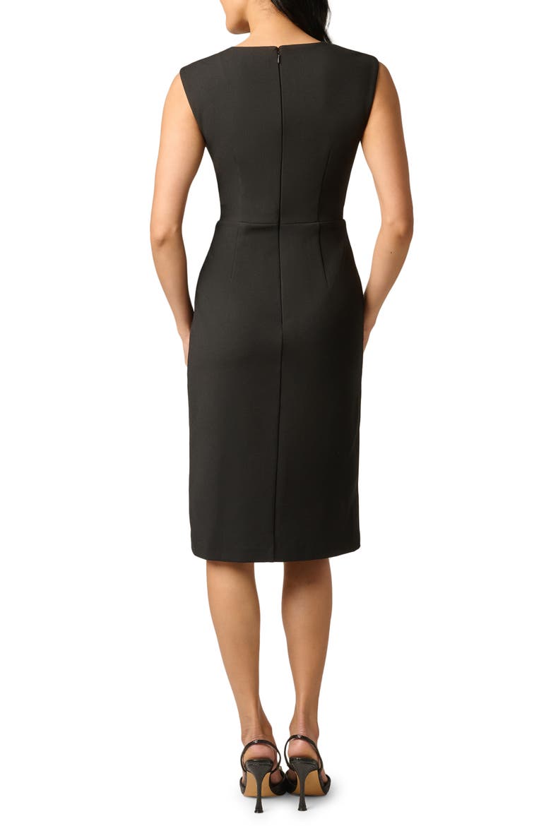 Sleeveless Bow Crepe Sheath Dress, Alternate, color, BLACK