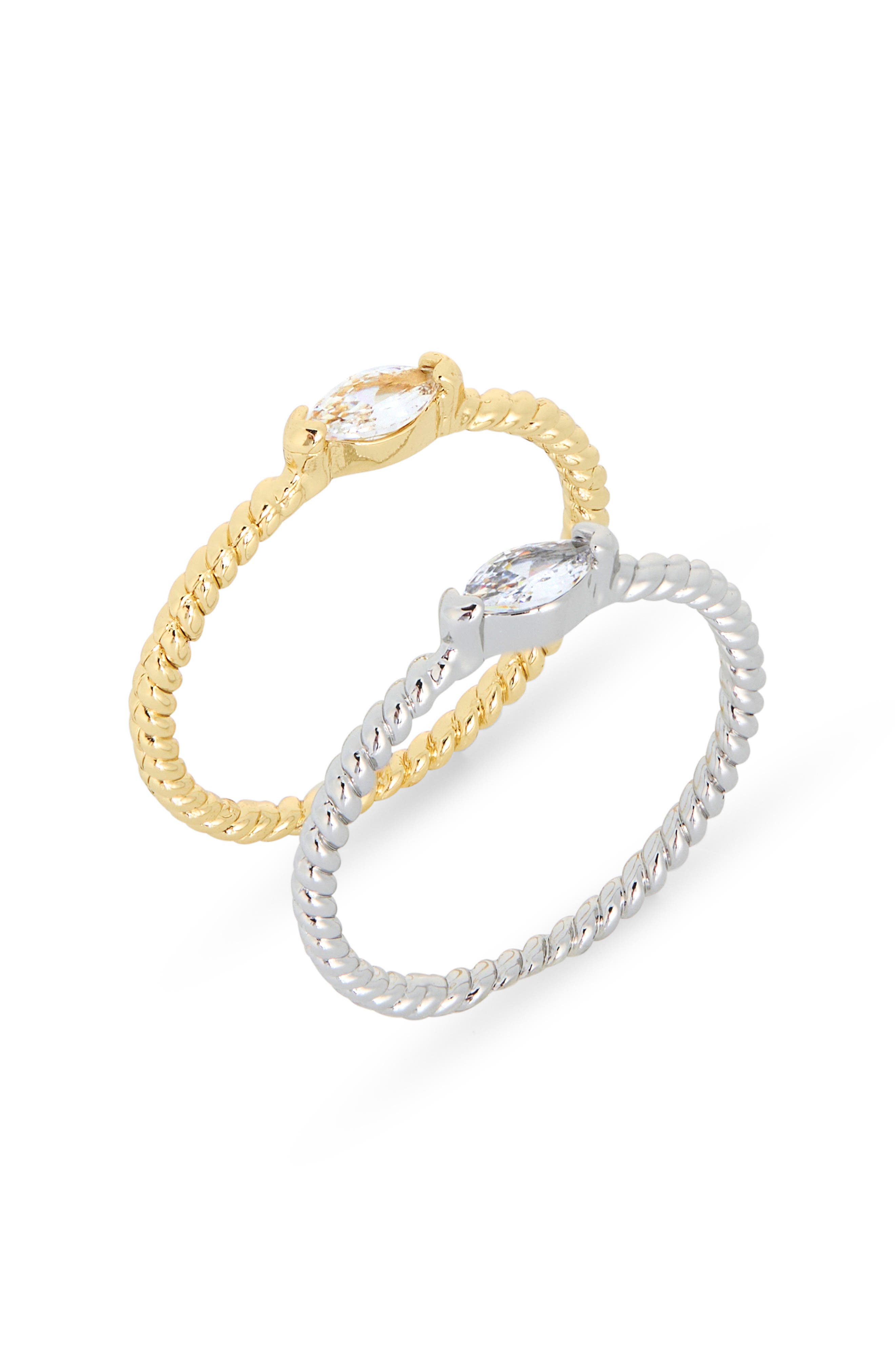 2-Pack Mixed Metal Cubic Zirconia Rings