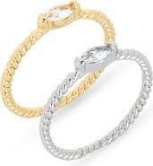 NORDSTROM RACK 2-Pack Mixed Metal Cubic Zirconia Rings