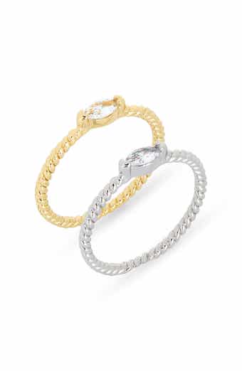 2-Pack Mixed Metal Cubic Zirconia Rings