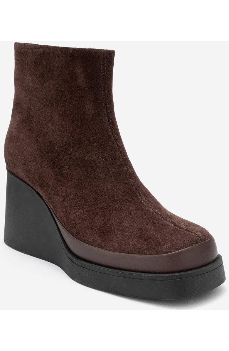 Forever & Always Shoes Livia Leather Wedge Boot, Main, color, Brown Suede