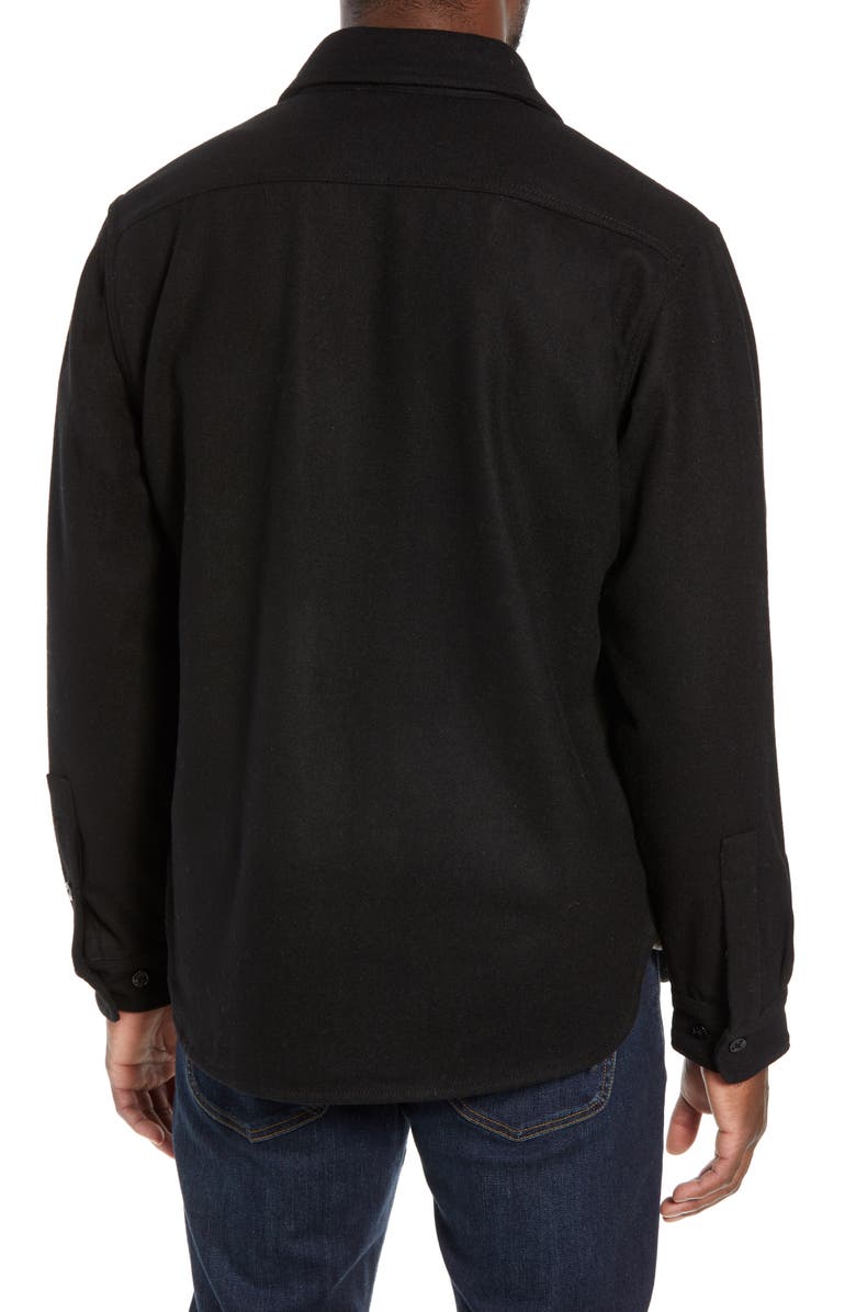 Schott NYC CPO Wool Blend Work Shirt, Alternate, color, Black