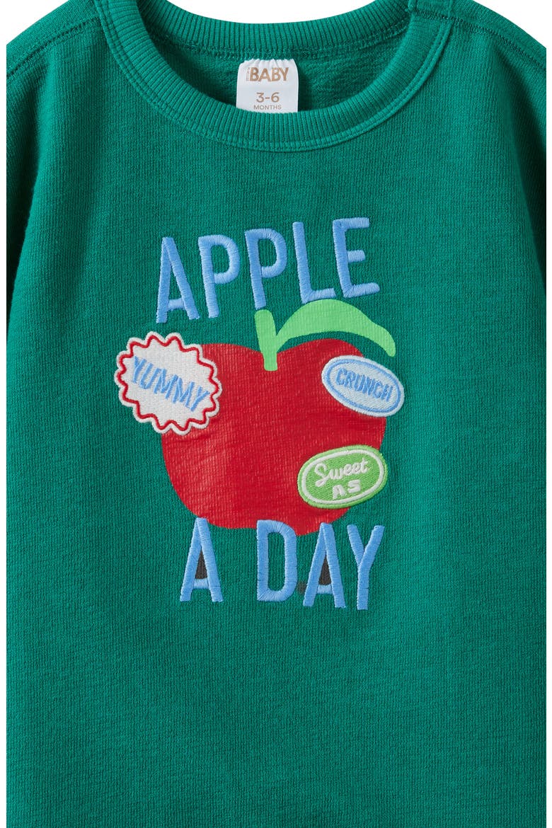 Tyla Knit Playsuit, Alternate, color, English Ivy Apple A Day
