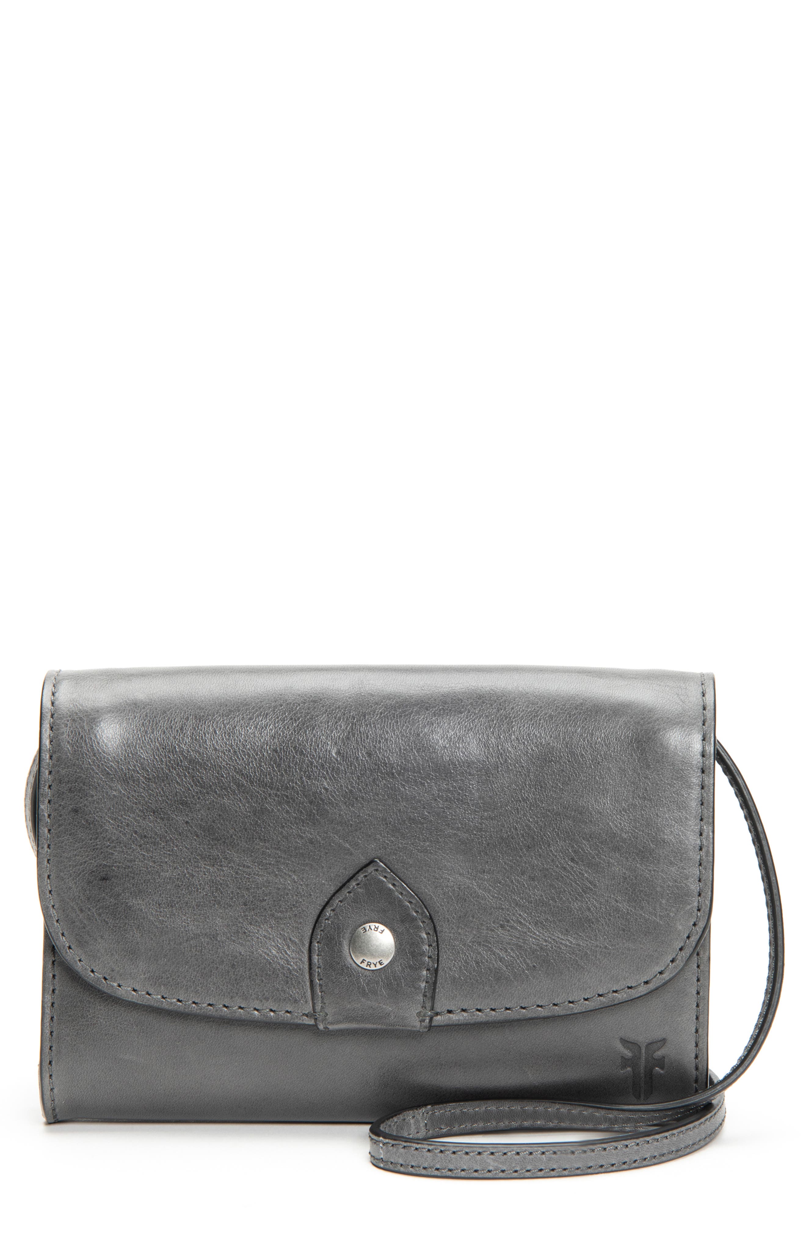 Melissa Leather Crossbody Bag, Main, color, CARBON