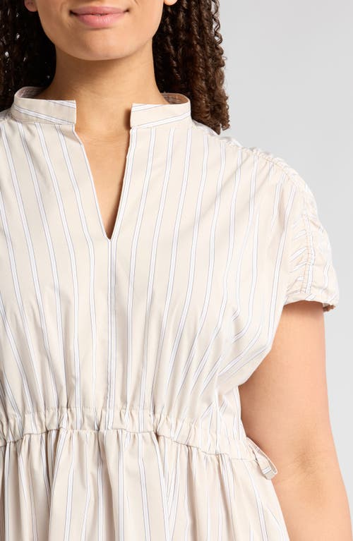 Melloday Stripe Poplin Midi Dress In Beige/black Stripe