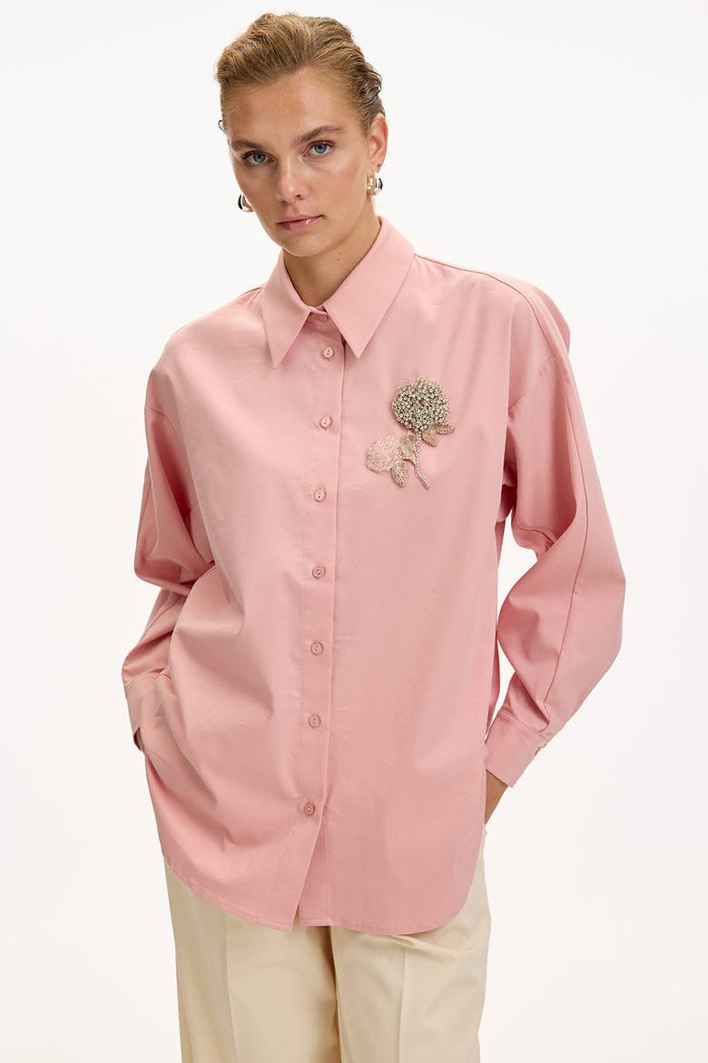 Jaelyn Embellished Long Sleeve Shirt, Alternate, color, LIGHT PINK