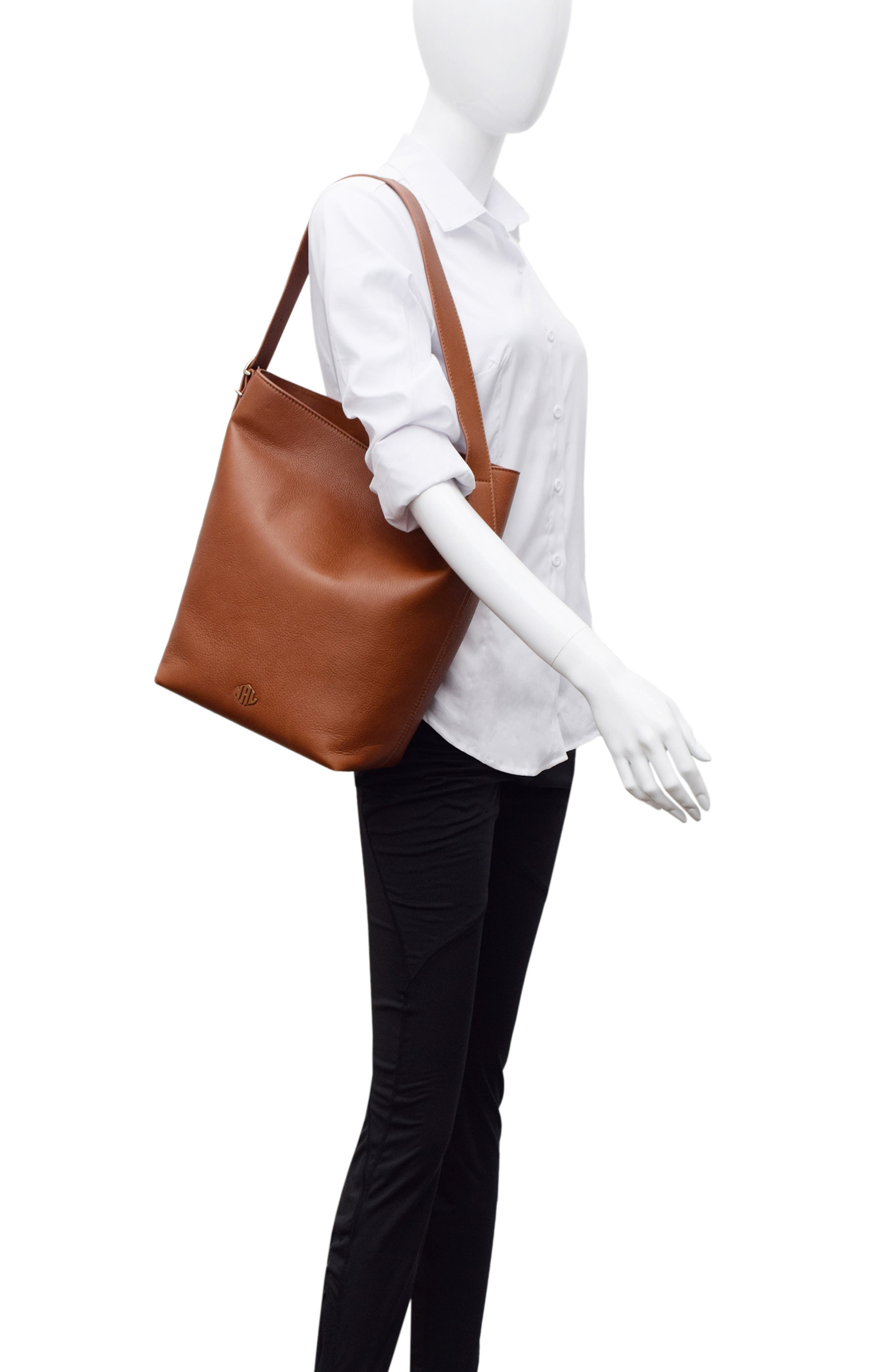New Amsterdam Leatherworks Jayden Large Bucket Bag, Alternate, color, Chestnut