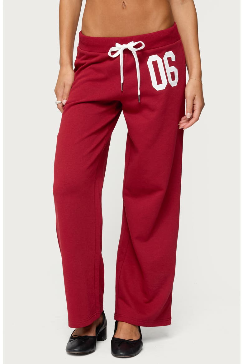 06 Wide Leg Cotton Blend Drawstring Sweatpants, Main, color, BURGUNDY
