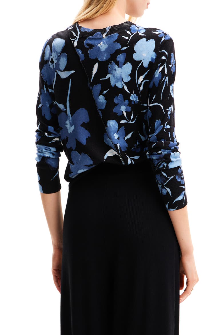 Patchwork Floral Pullover, Alternate, color, BLACK