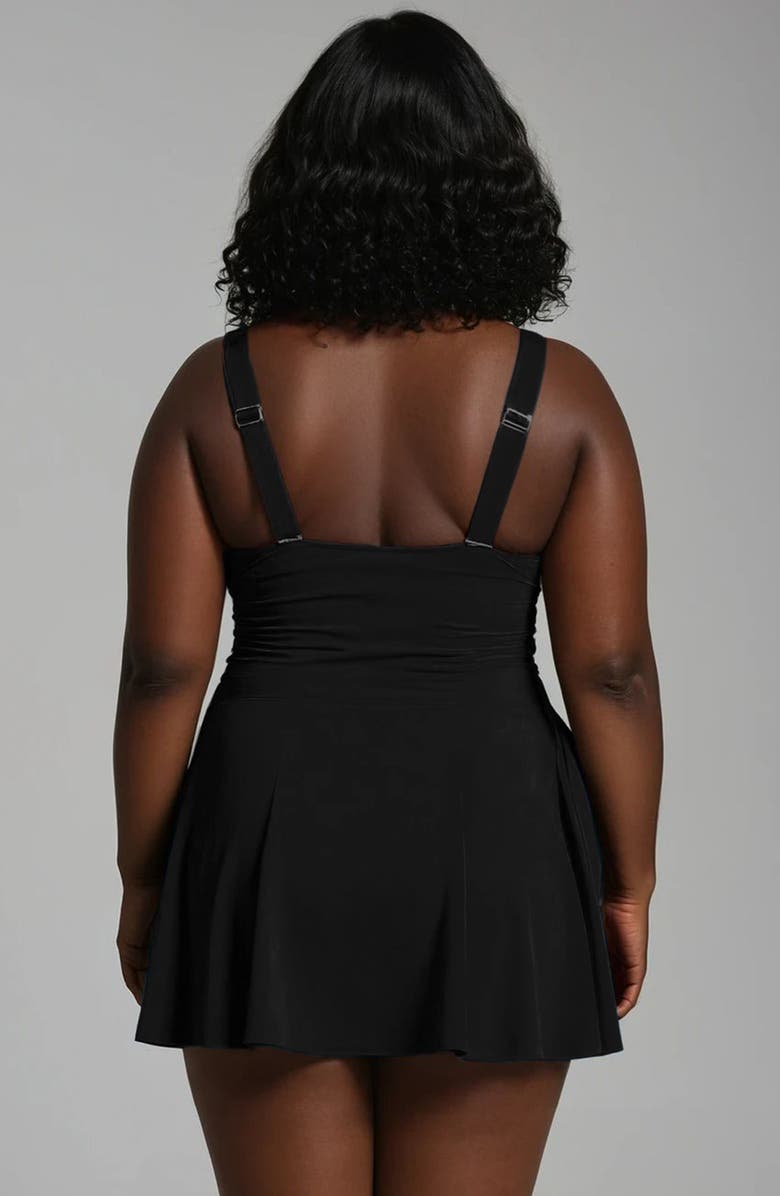 Calypsa Plus Size Hayley Tankini-Style Swim Dress With Adjustable Straps and Hidden Bikini Bottoms, Alternate, color,