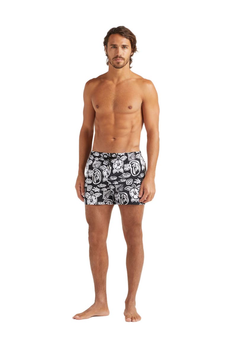 Men's Tahiti Turtles Stretch Swim Shorts, Main, color, NOIR