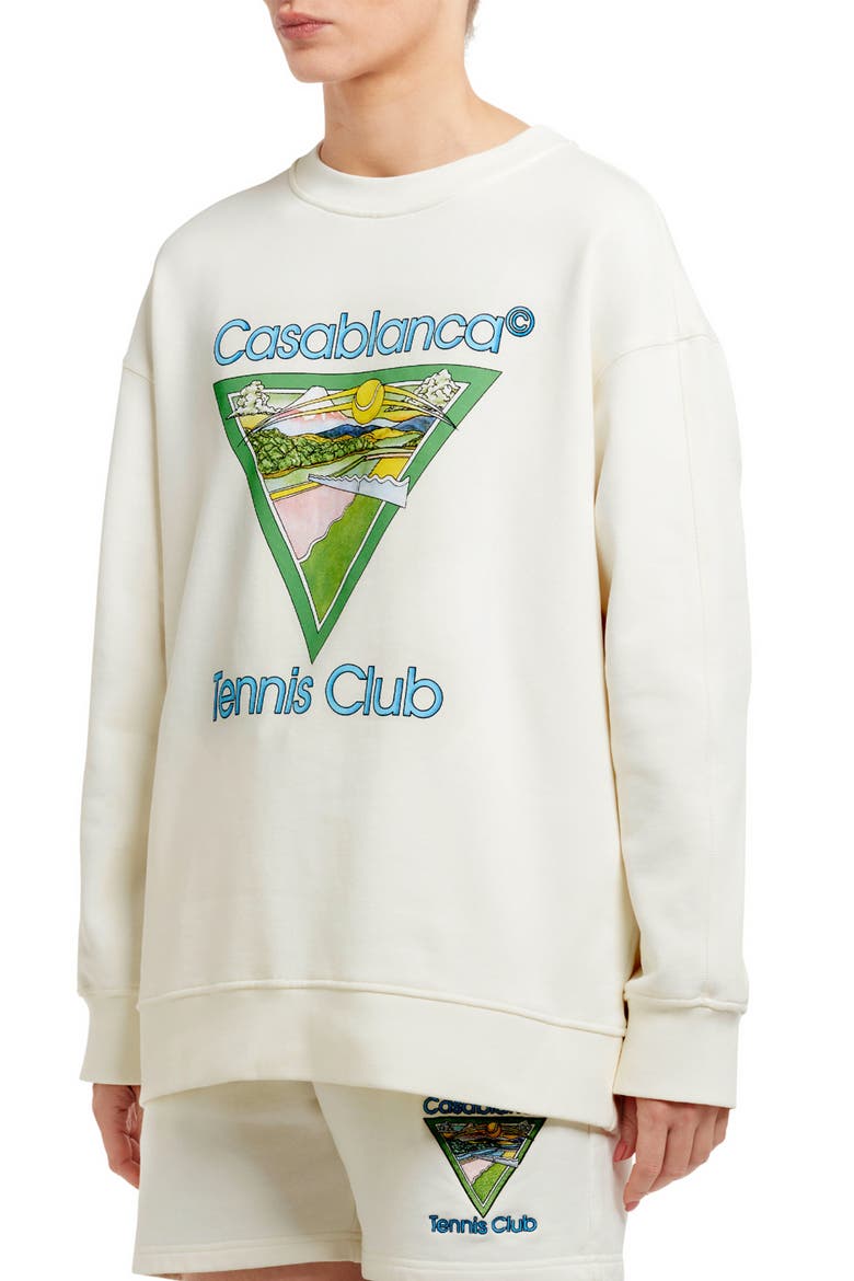 Tennis Club Icon Organic Cotton Sweatshirt, Alternate, color, CASABLANCA TENNIS CLUB ICON