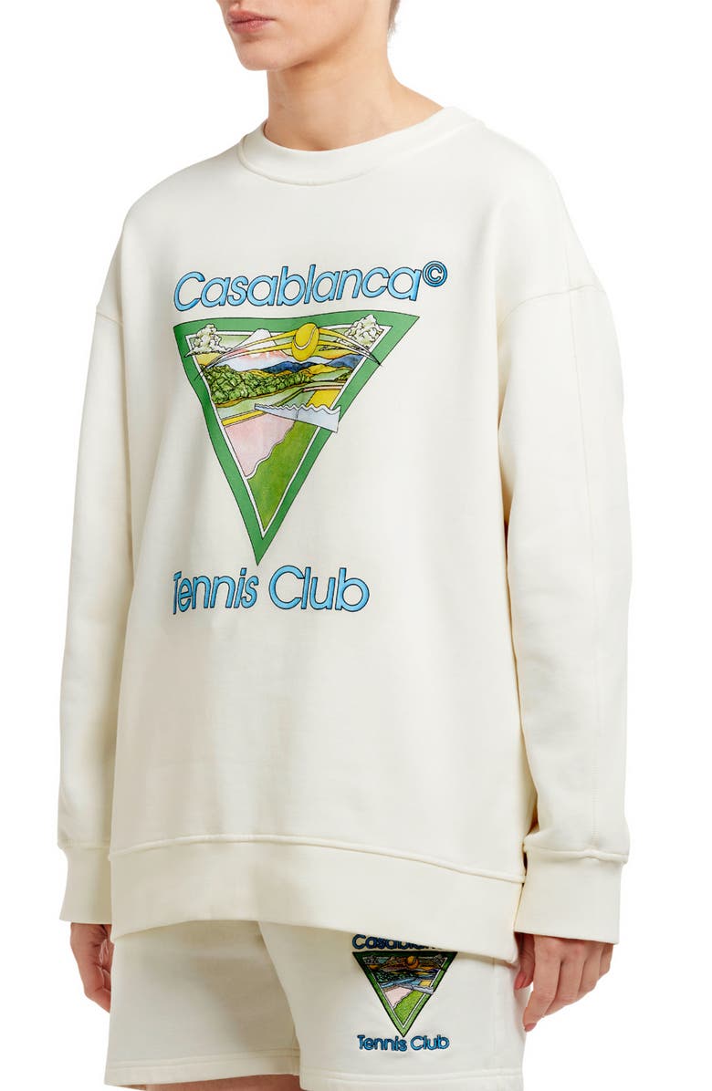 Casablanca Tennis Club Icon Organic Cotton Sweatshirt, Alternate, color, 