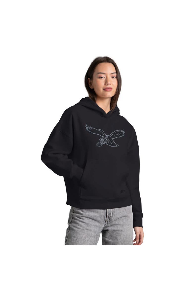 STARTER Women
s Starter  Black Philadelphia Eagles Rhinestone Relaxed Hoodie, Alternate, color, Black
