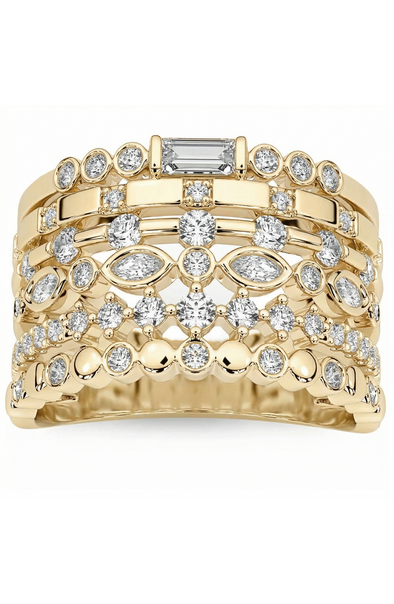 Bliss Diamond 1Ct Stackable Diamond Ring Gold Lab Grown 12mm Wide, Main, color, 14K Yellow Gold