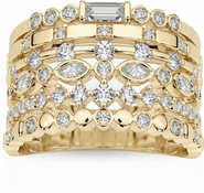 Bliss Diamond 1Ct Stackable Diamond Ring Gold Lab Grown 12mm Wide