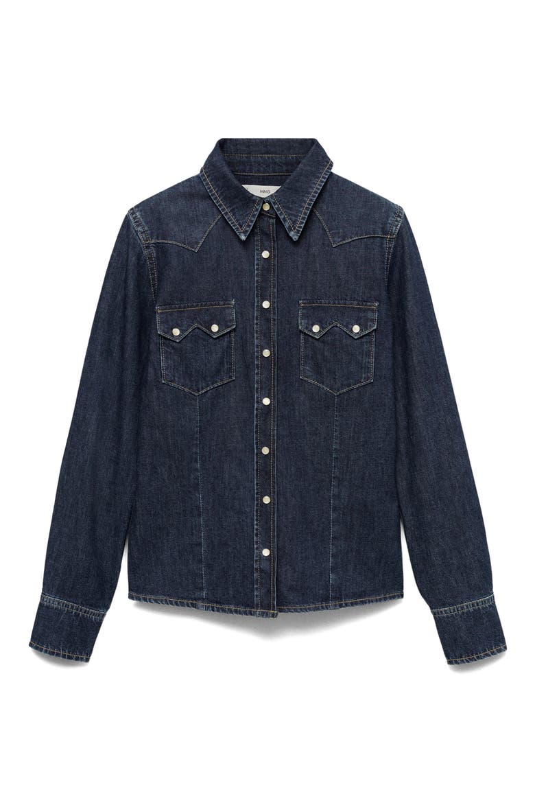 Western Denim Snap-Up Shirt, Alternate, color, DARK BLUE