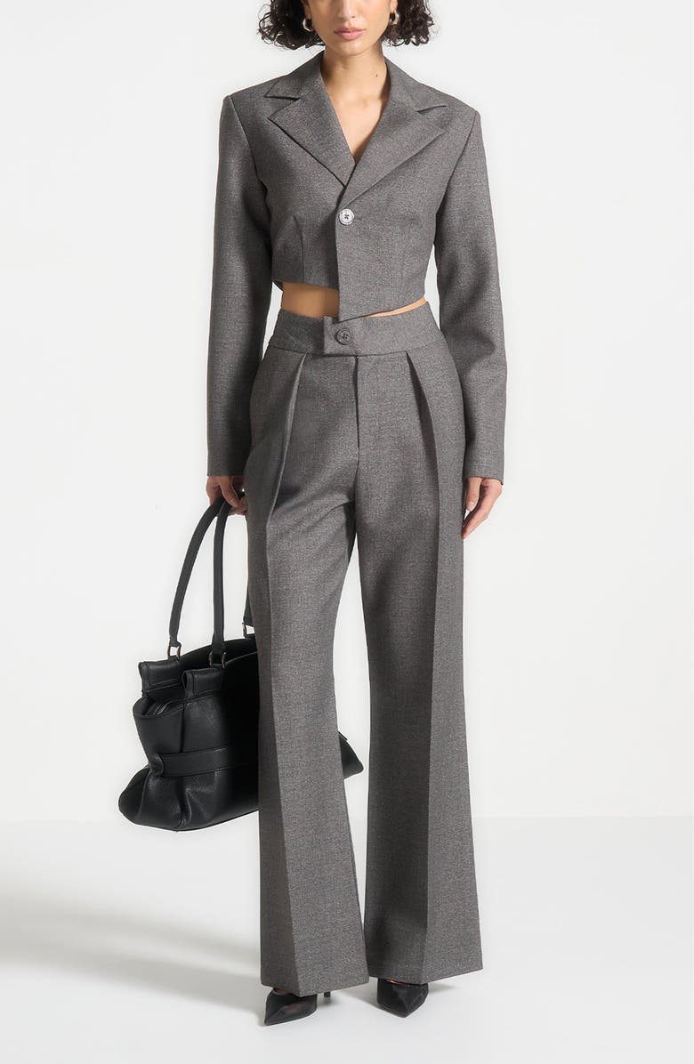 Manière De Voir Dina Asymmetric Tailored Cropped Blazer, Alternate, color, Grey Marl